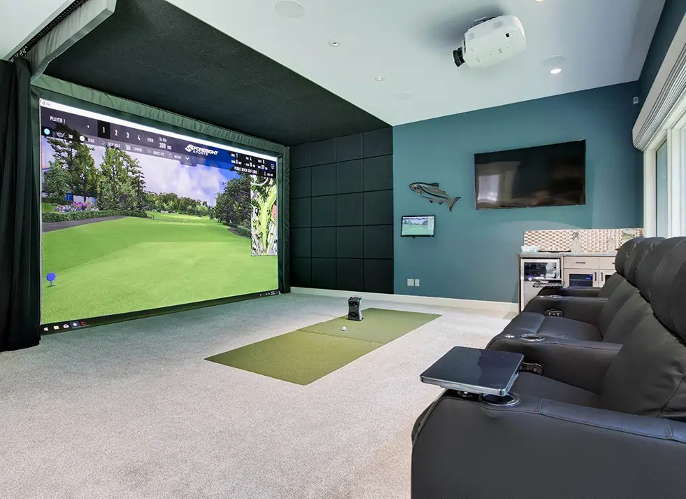 residetnial golf simulator installed by Paradise Greens