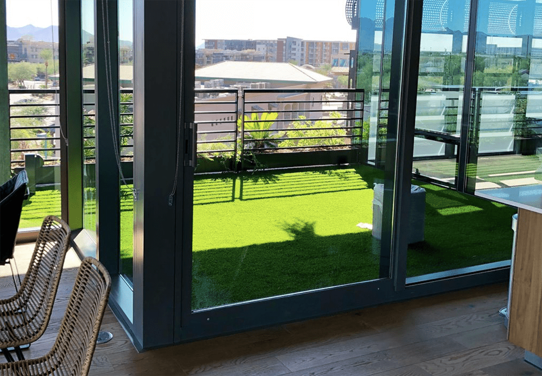 commercial business patio artificial grass lawn