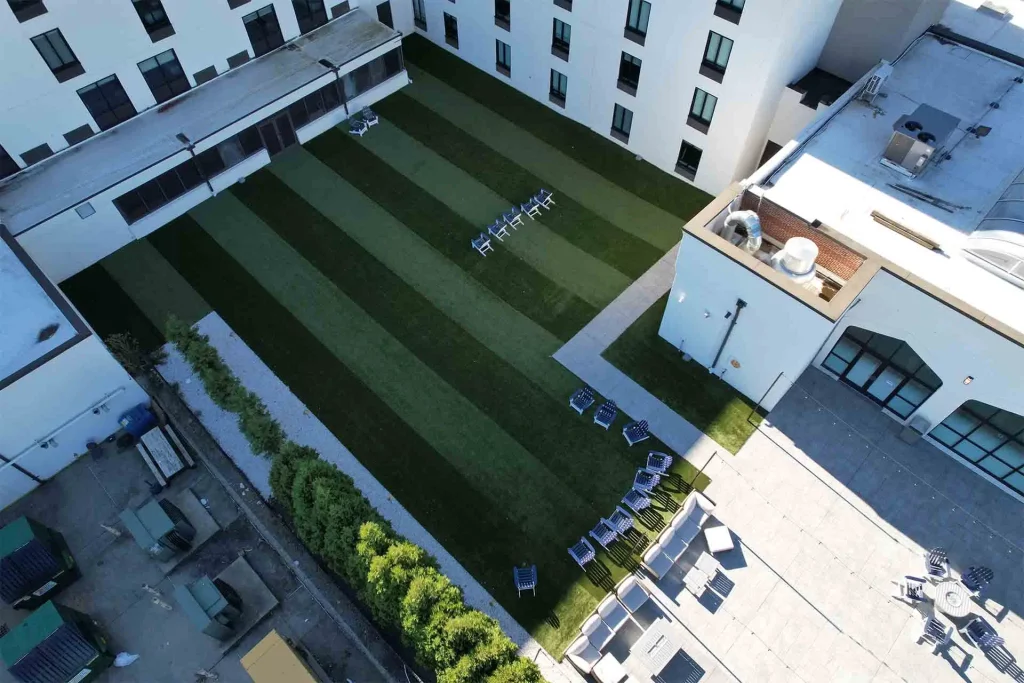 commercial complex artificial grass lawn