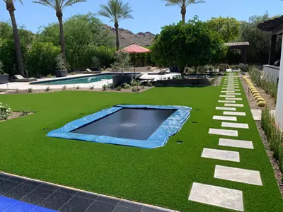 Artificial grass yard trampoline